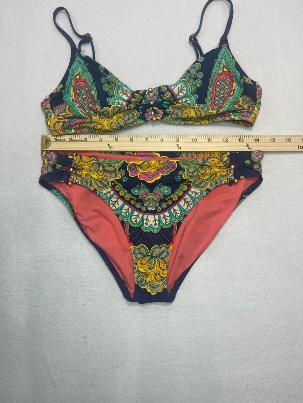 Nanette Lepore Utopia Bikini Set Multicolor Paisley Floral Est. Size Medium